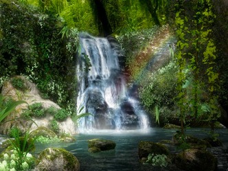 waterfall, forest